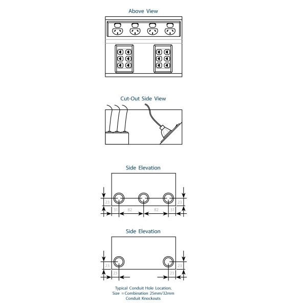 Recessed Pop-Up Outlet - White/Chrome | GPO+Wireless | Cableaway