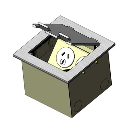 Floor Outlet Box 2 Power Stainless Steel Flush Square Edge 145 Series