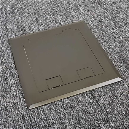 Floor Outlet Box 2 Power Stainless Steel Black Flush 145 Series