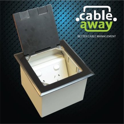 Floor Outlet Box 1 Standard GPO Stainless Steel Black Flush 145 Series