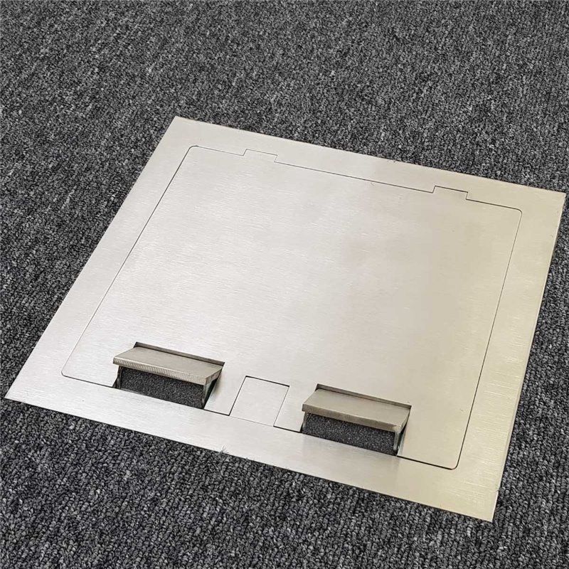 2 Power 4 Data Stainless Steel Square Edge Flush Floor Outlet Box