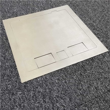 2 Power 4 Data Stainless Steel Square Edge Flush Floor Outlet Box