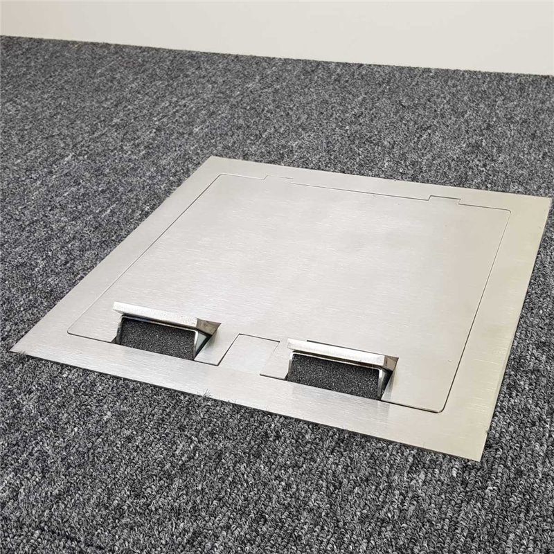 2 Power 4 Data Stainless Steel Square Edge Flush Floor Outlet Box