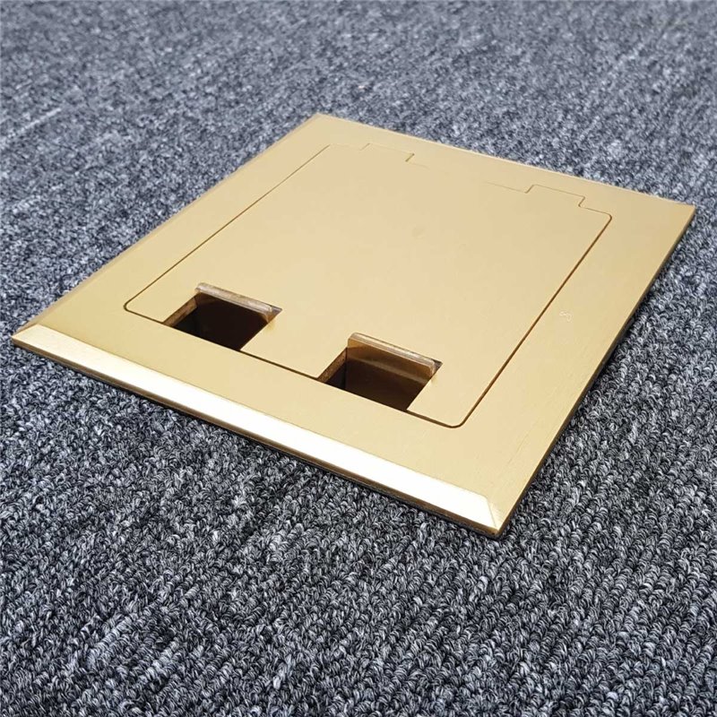Shallow Floor Outlet Box 2 Power Brass Flush 145 Series