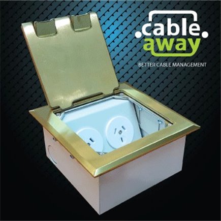 Shallow Floor Outlet Box 2 Power Brass Flush 145 Series