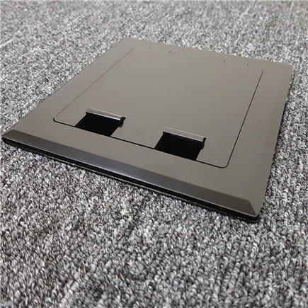 Shallow Floor Outlet Box 2 Power Stainless Steel Black Flush 145 Series