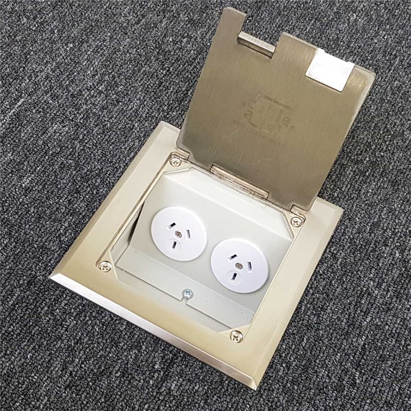 Floor Outlet Box 2 Power Stainless Steel Flush 145 Series