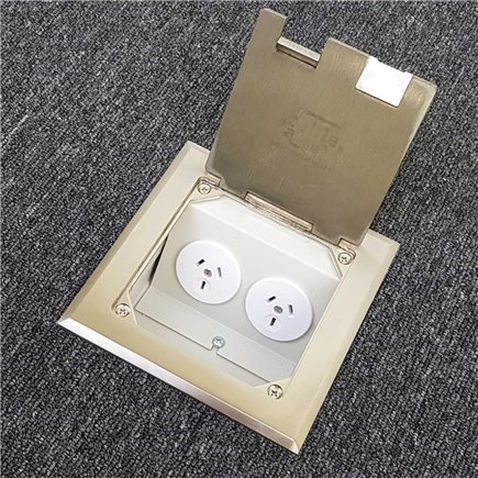 Floor Outlet Box 2 Power Stainless Steel Flush 145 Series