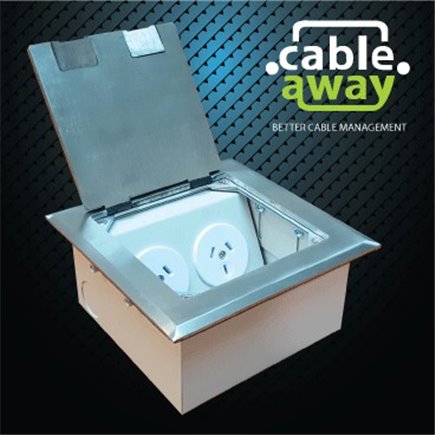 Shallow Floor Outlet Box 2 Power Stainless Steel Flush 145 Series