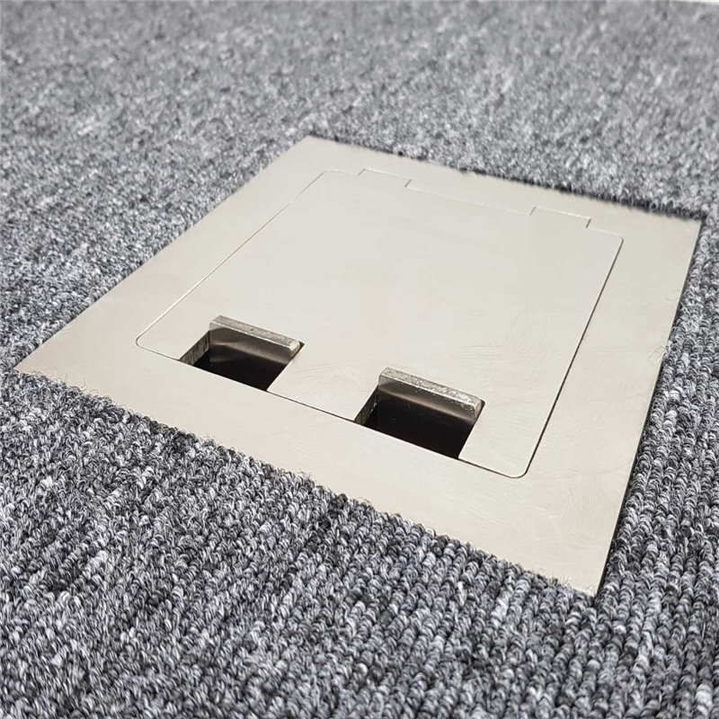 Floor Outlet Box 1 Standard Outlet USB Stainless Steel Flush Square Edge 145 Series