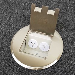 Shallow Floor Outlet Box 2 Power Stainless Steel Round Flush 145 Series