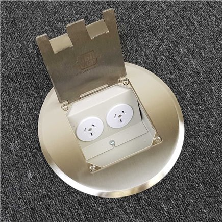 Shallow Floor Outlet Box 2 Power Stainless Steel Round Flush 145 Series