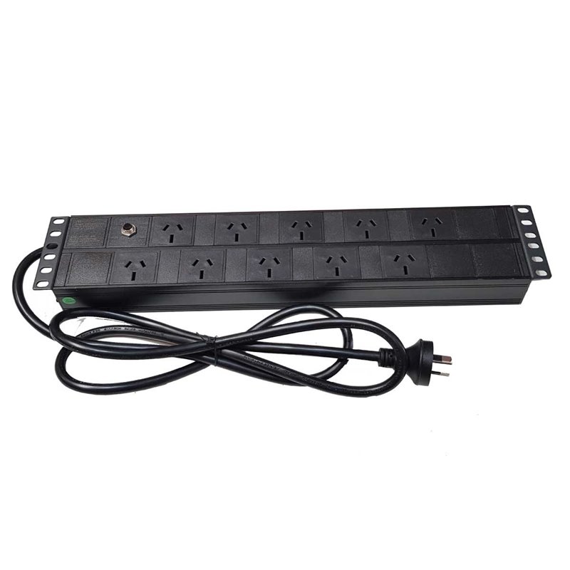 Horizontal Power Rail 10 x 10amp GPO 1.8m Lead 15amp 3pin plug