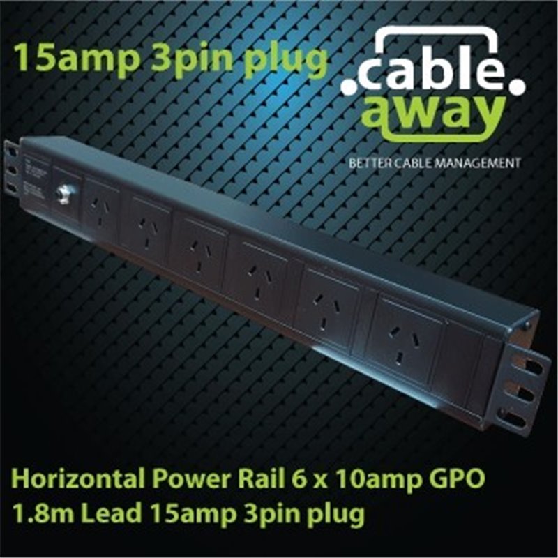 Vertical Power Rail 20 x 10amp GPO 1.8m Lead 15amp 3pin plug