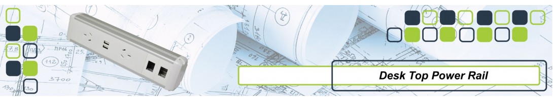 Desk top power and data rail.