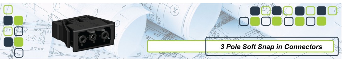 3 Pole Soft Wiring Snap in Connectors (Push in Terminal)