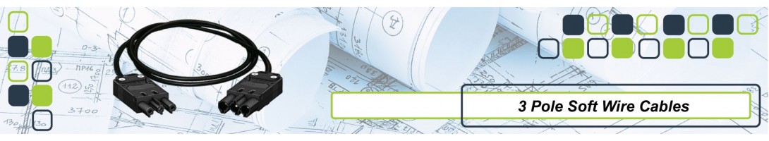 3 Pole Soft Wiring Interconnect Leads Available in Black and White