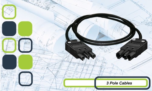 3 Pole Soft Wiring Interconnect Leads Available in Black and White